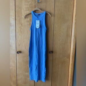 New Zara blue Maxi Ribbed Tank Dress L